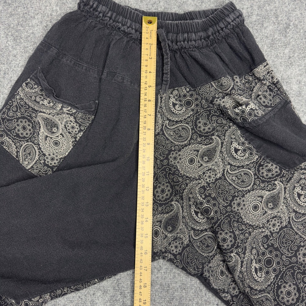 Harem Pants Womens S Black Patchwork Paisley Drop… - image 13